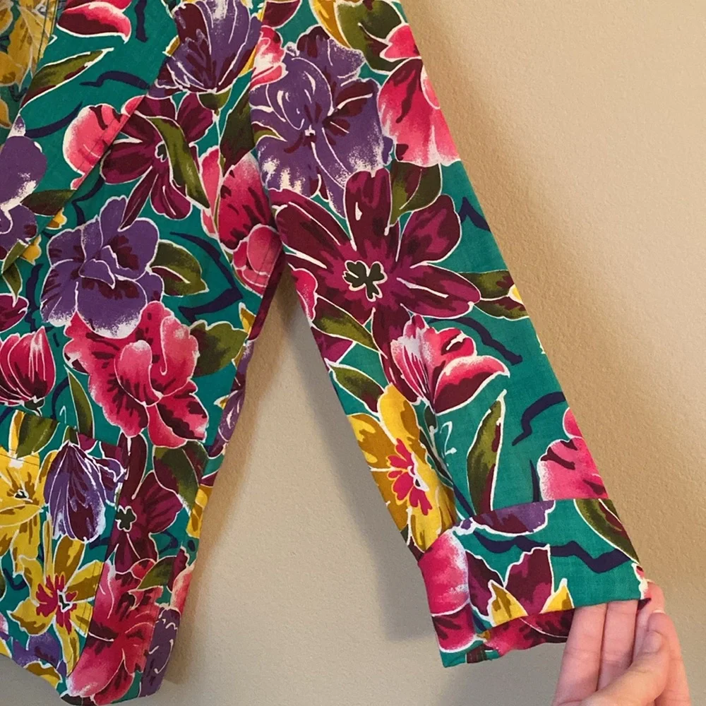 Vintage Christian Dior Floral Colorful Blazer Size 8
